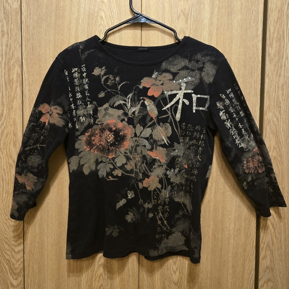 90s grunge vintage 3/4 sleeve top